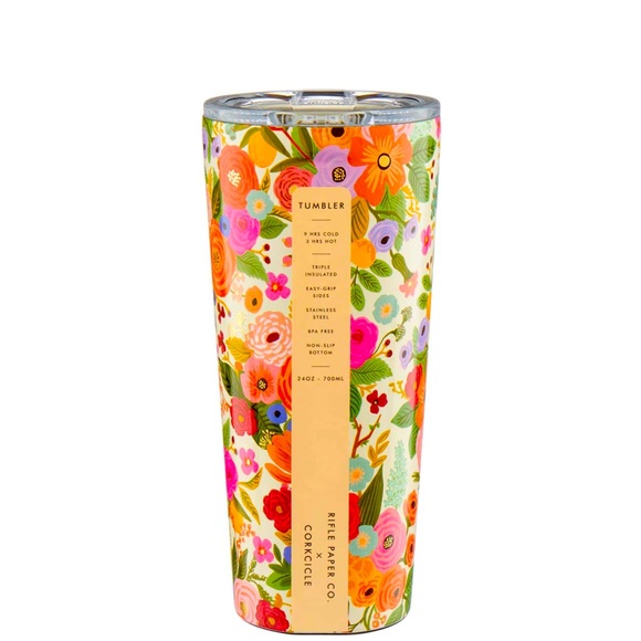 Rifle Paper Co. Other - NWT Corkcicle x Rifle Paper Co. 24 oz Tumbler cup with Lid Garden Party Cream